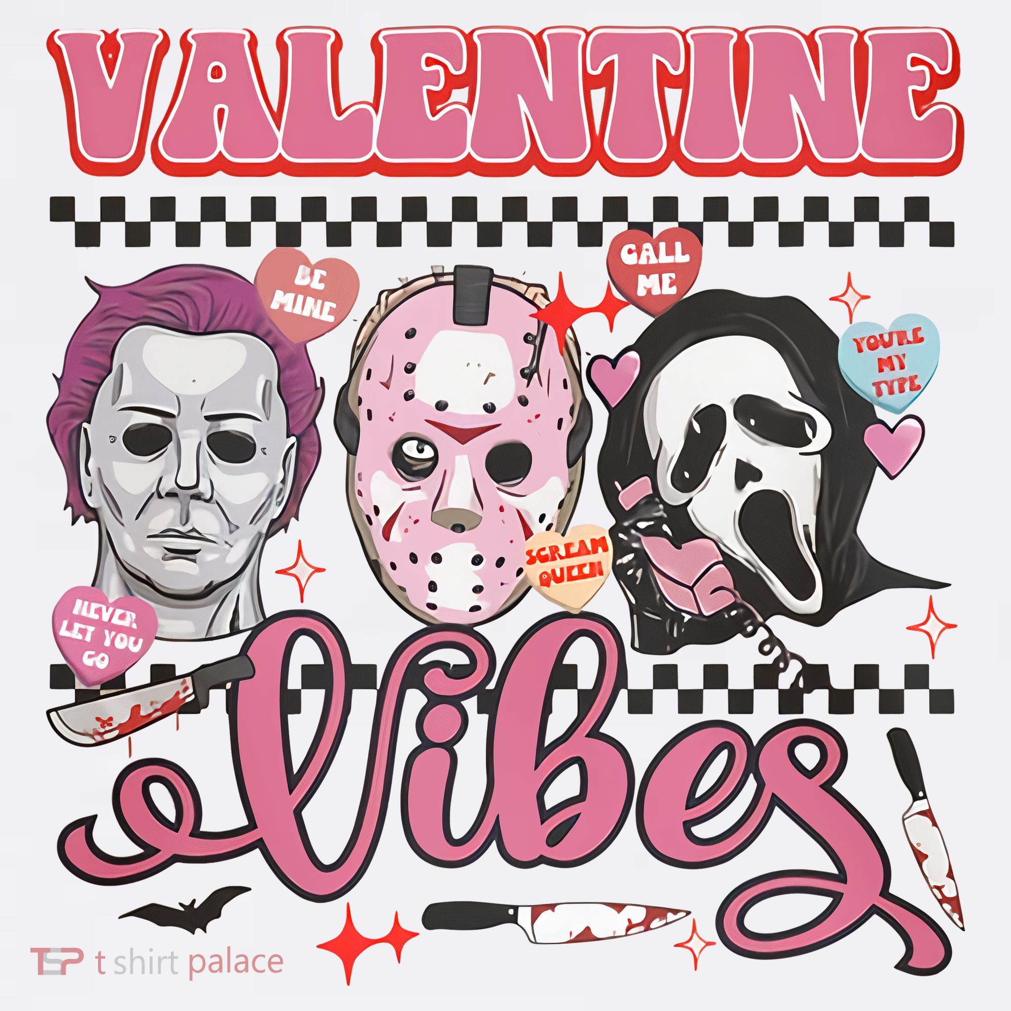 Valentine Vibes Horror Characters Funny Scary Valentine's Day Women's Tank Top