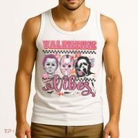 Valentine Vibes Horror Characters Funny Scary Valentine's Day Tank Top thumb 3