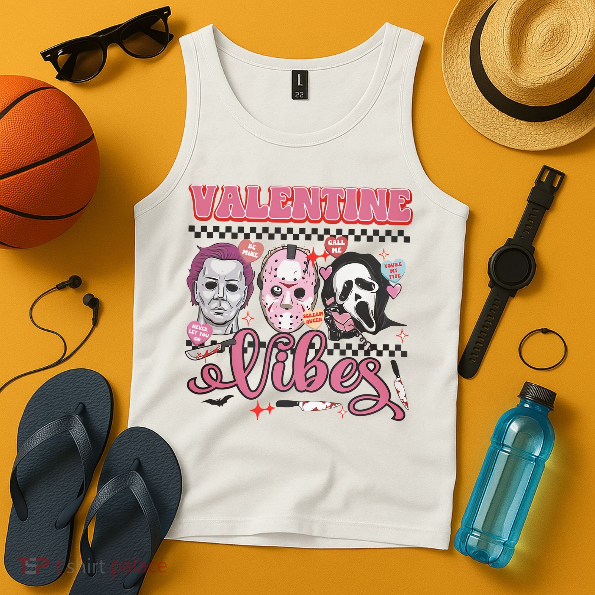 Valentine Vibes Horror Characters Funny Scary Valentine's Day Tank Top