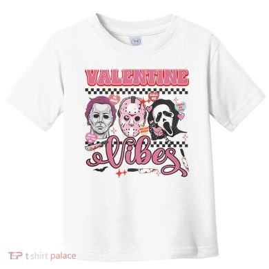 Valentine Vibes Horror Characters Funny Scary Valentine's Day Toddler T-Shirt