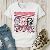 Valentine Vibes Horror Characters Funny Scary Valentine's Day Women's T-Shirt thumb 3