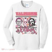 Valentine Vibes Horror Characters Funny Scary Valentine's Day Kids Long Sleeve Shirt thumb 0