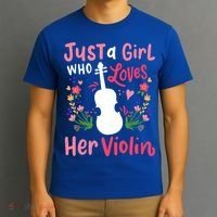 Violin Violinist Just A Girl Who Loves Her Violin Cool Gift T-Shirt thumb 3