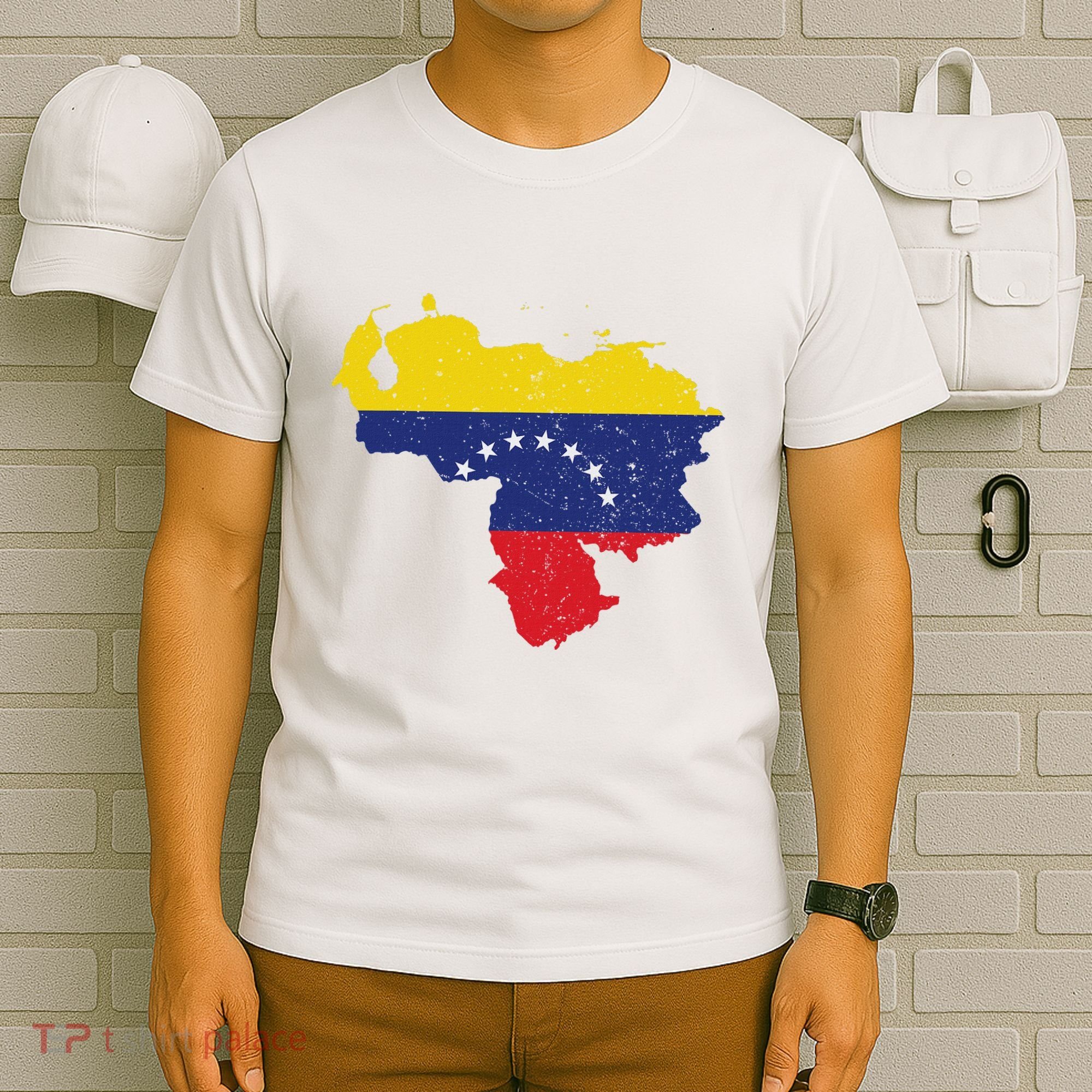 Vintage Venezuela Map 7 Stars Flag Venezuela Flag T-Shirt