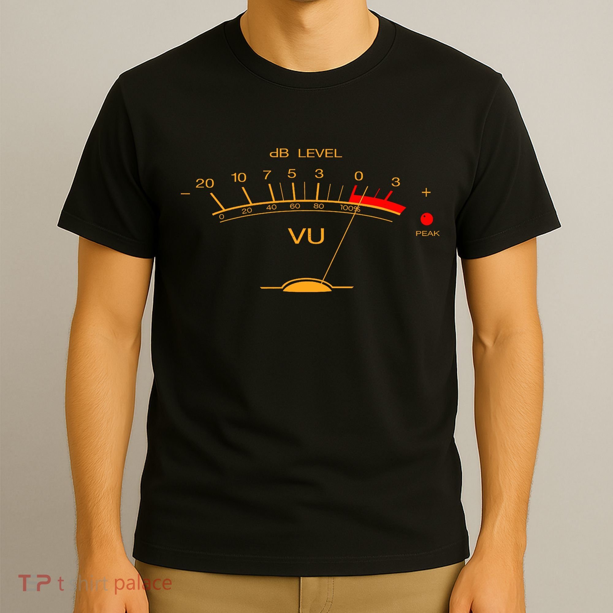 Volume Vu Meter Audio Engineer Recording Studio Gear Head Musician Guitar T-Shirt