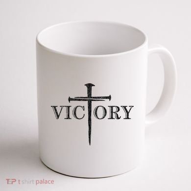 Vintage Victory Nails Cross Jesus Coffee Mug back
