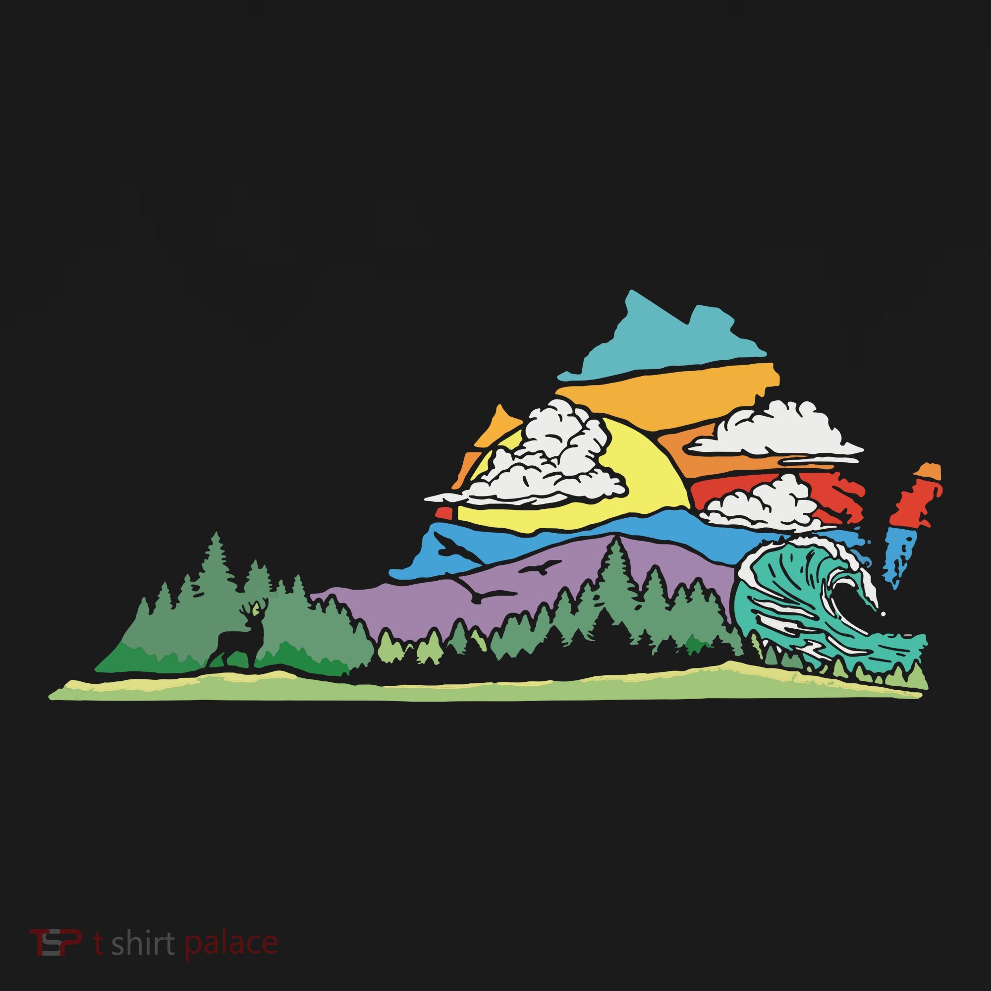 Vintage Virginia Outdoors Nature Lover Retro 80s Graphic T-Shirt