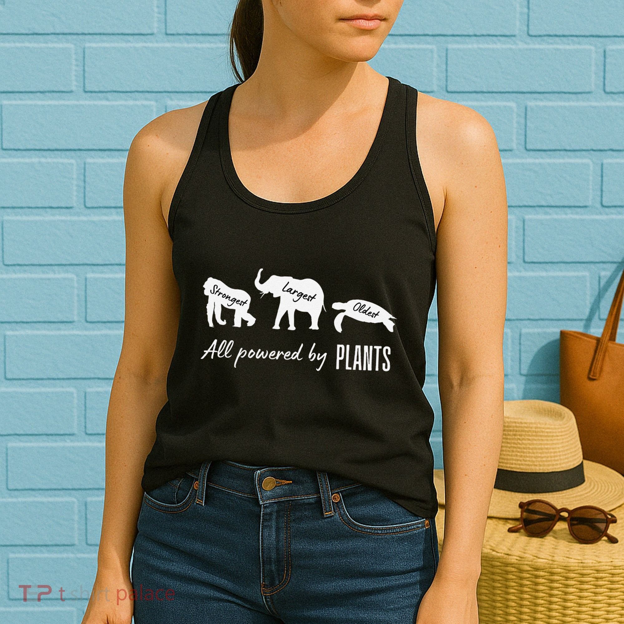 Vegan Vegetarian Powered By Plants Strongest Largest Oldest Women's Tank Top