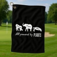 Vegan Vegetarian Powered By Plants Strongest Largest Oldest Golf Towel thumb 1