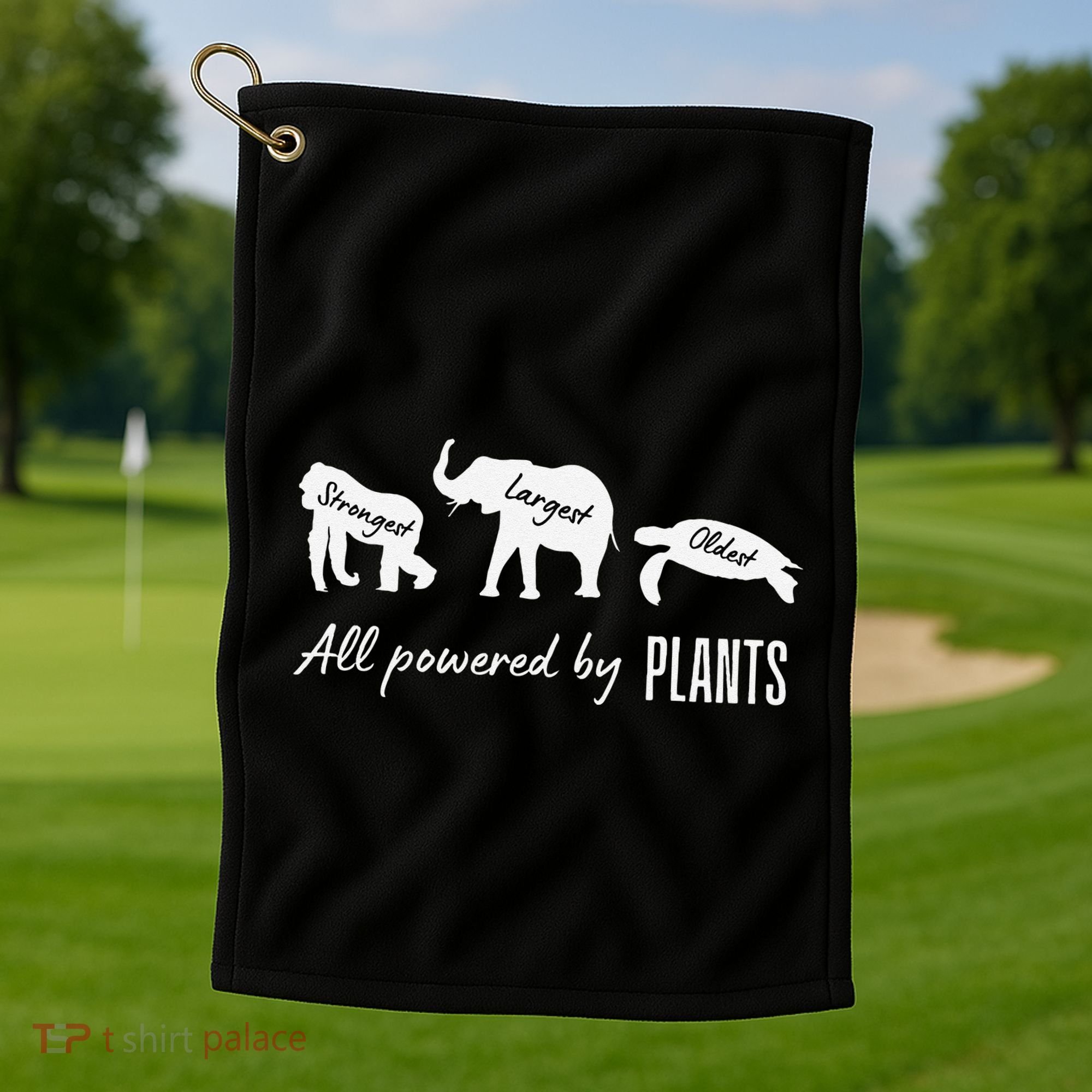 Vegan Vegetarian Powered By Plants Strongest Largest Oldest Golf Towel