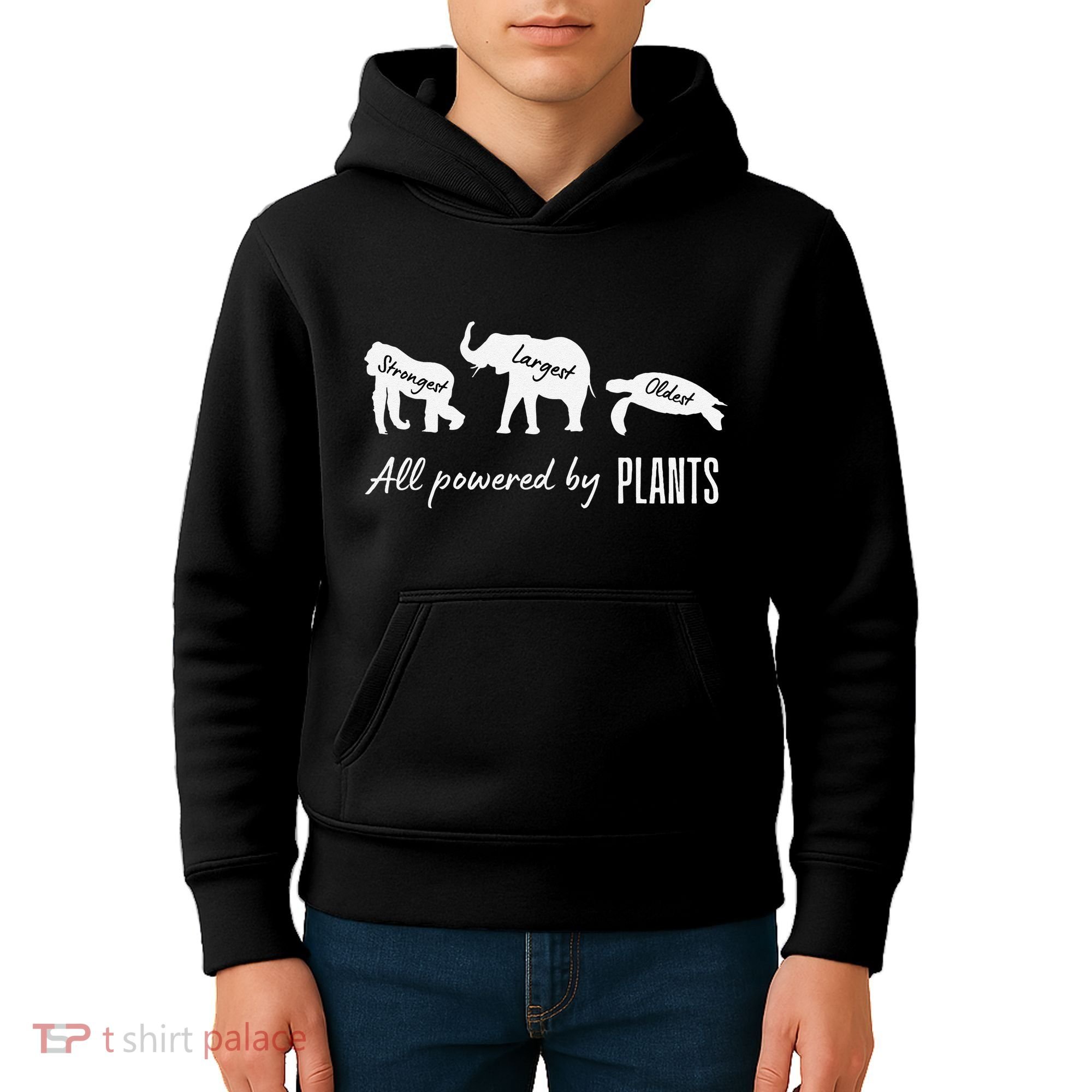 Vegan Vegetarian Powered By Plants Strongest Largest Oldest Kids Hoodie