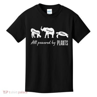 Vegan Vegetarian Powered By Plants Strongest Largest Oldest Kids T-Shirt