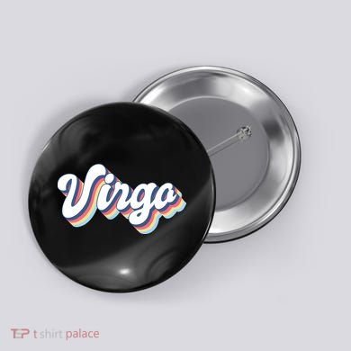 Virgo Vintage Retro Zodiac Sign Virgo Constellation Design Button