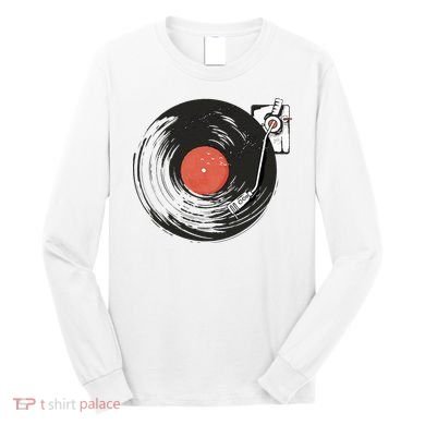 Vintage Vinyl Record Player Summer Vibes Retro Style Long Sleeve Shirt