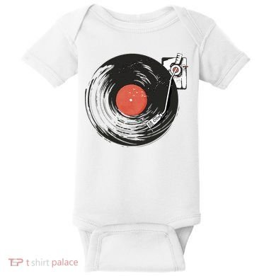 Vintage Vinyl Record Player Summer Vibes Retro Style Baby Bodysuit
