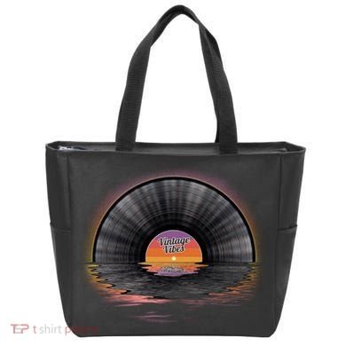 Vintage Vinyl Record Sunset Tote Bag