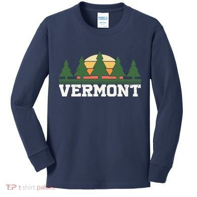 Vintage Vermont Retro Logo Kids Long Sleeve Shirt