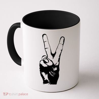 V Victory Sign Peace Symbol Hand White Print Cool Urban Great Gift Coffee Mug