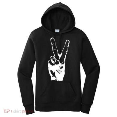 V Victory Sign Peace Symbol Hand White Print Cool Urban Great Gift Women's Hoodie
