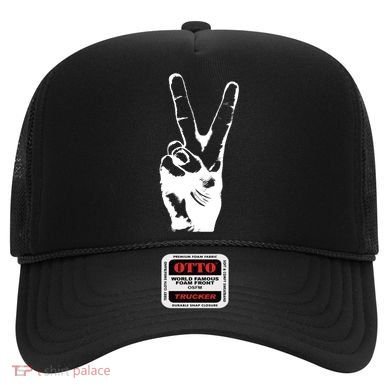V Victory Sign Peace Symbol Hand White Print Cool Urban Great Gift Hat