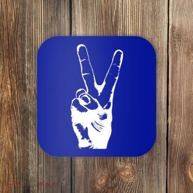 V Victory Sign Peace Symbol Hand White Print Cool Urban Great Gift Coaster
