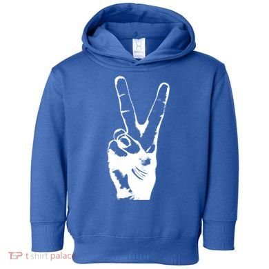 V Victory Sign Peace Symbol Hand White Print Cool Urban Great Gift Toddler Hoodie