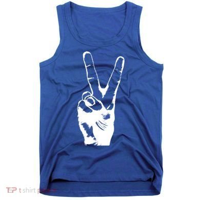 V Victory Sign Peace Symbol Hand White Print Cool Urban Great Gift Tank Top