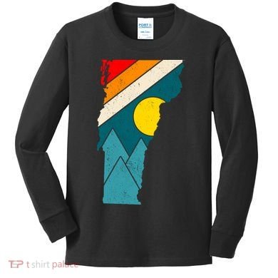Vintage Vermont Sunset Kids Long Sleeve Shirt