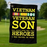 Vietnam Veteran Son Gift For Veterans Day Gift Golf Towel thumb 1
