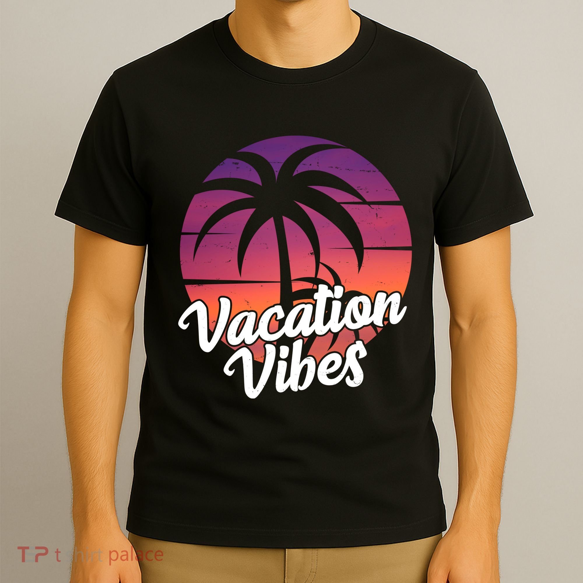 Vacation Vibes Tropical Retro Sunset T-Shirt