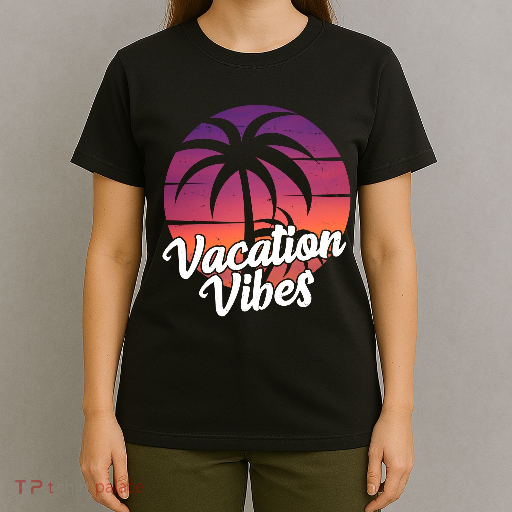 Vacation Vibes Tropical Retro Sunset T-Shirt
