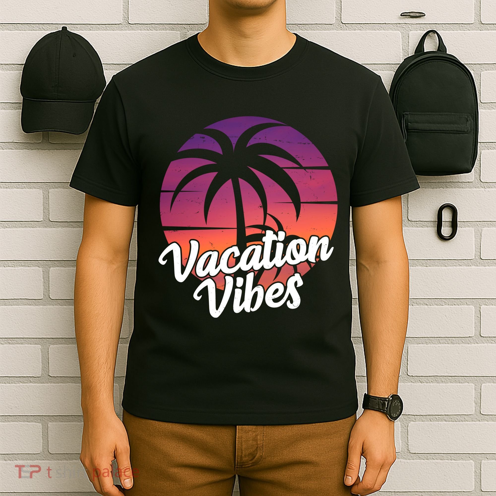 Vacation Vibes Tropical Retro Sunset T-Shirt