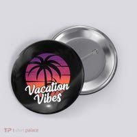 Vacation Vibes Tropical Retro Sunset Button thumb 0