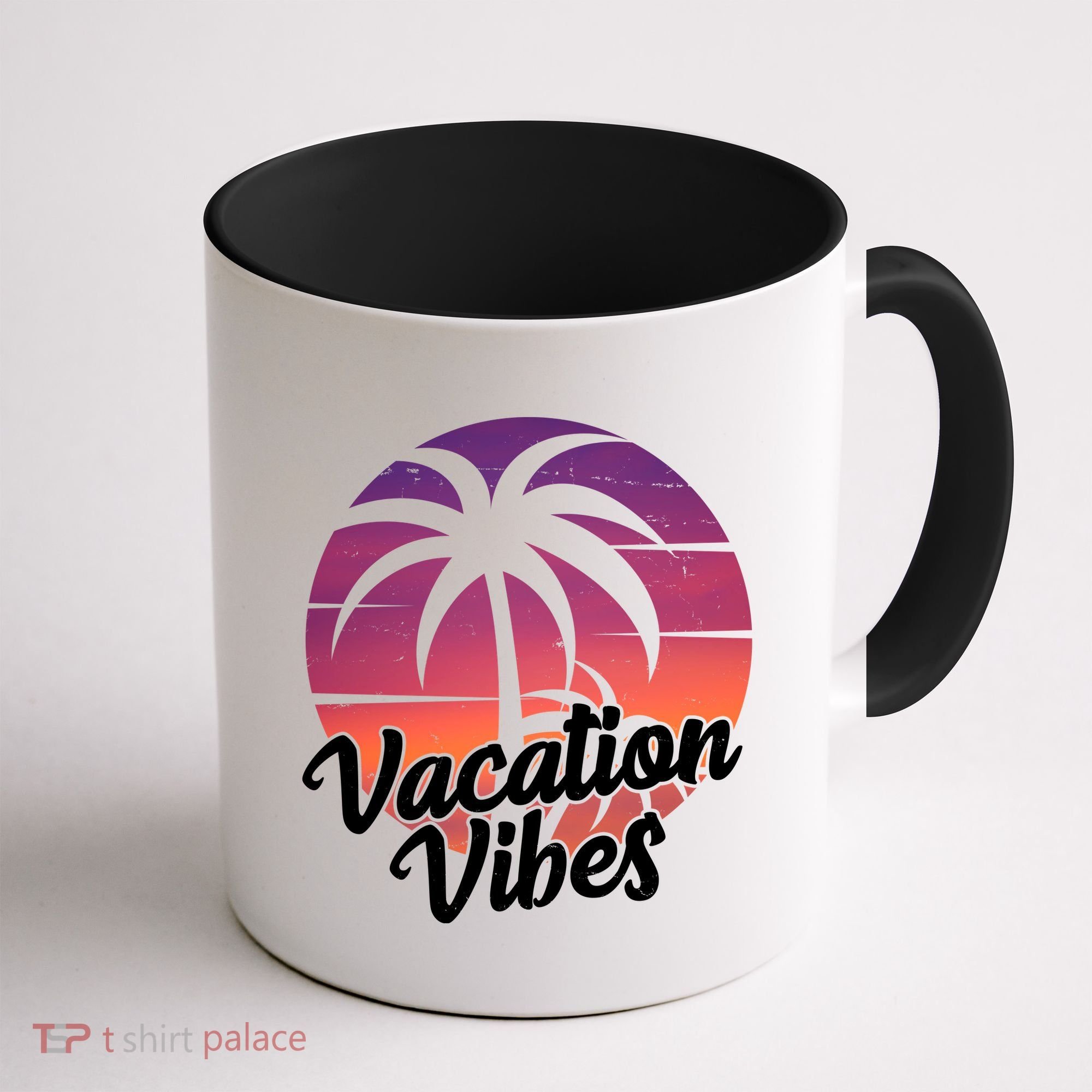 Vacation Vibes Tropical Retro Sunset Coffee Mug