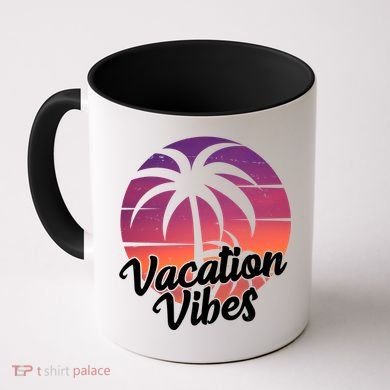 Vacation Vibes Tropical Retro Sunset Coffee Mug