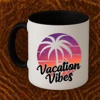 Vacation Vibes Tropical Retro Sunset Coffee Mug thumb 2