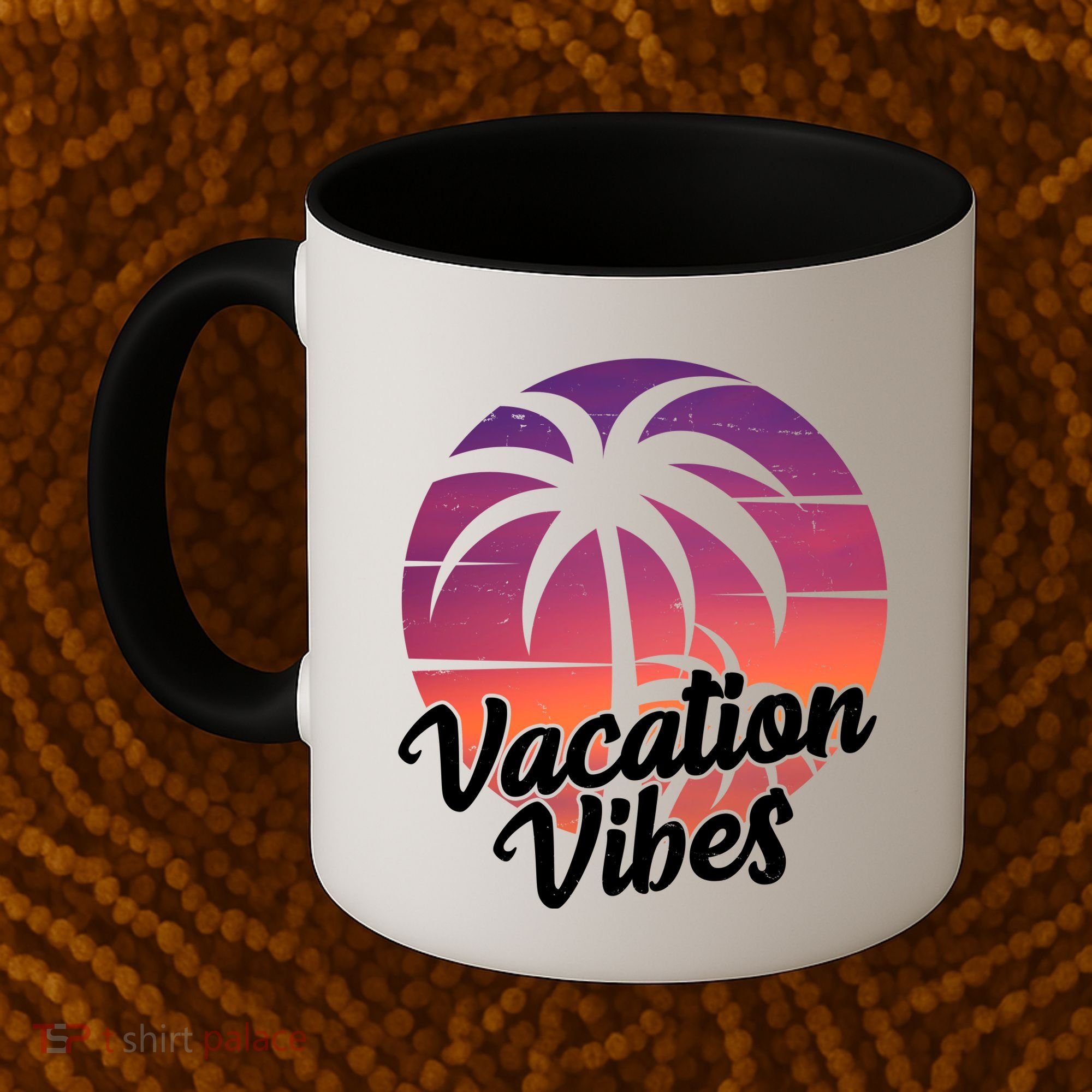 Vacation Vibes Tropical Retro Sunset Coffee Mug