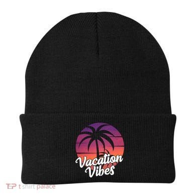 Vacation Vibes Tropical Retro Sunset Beanie