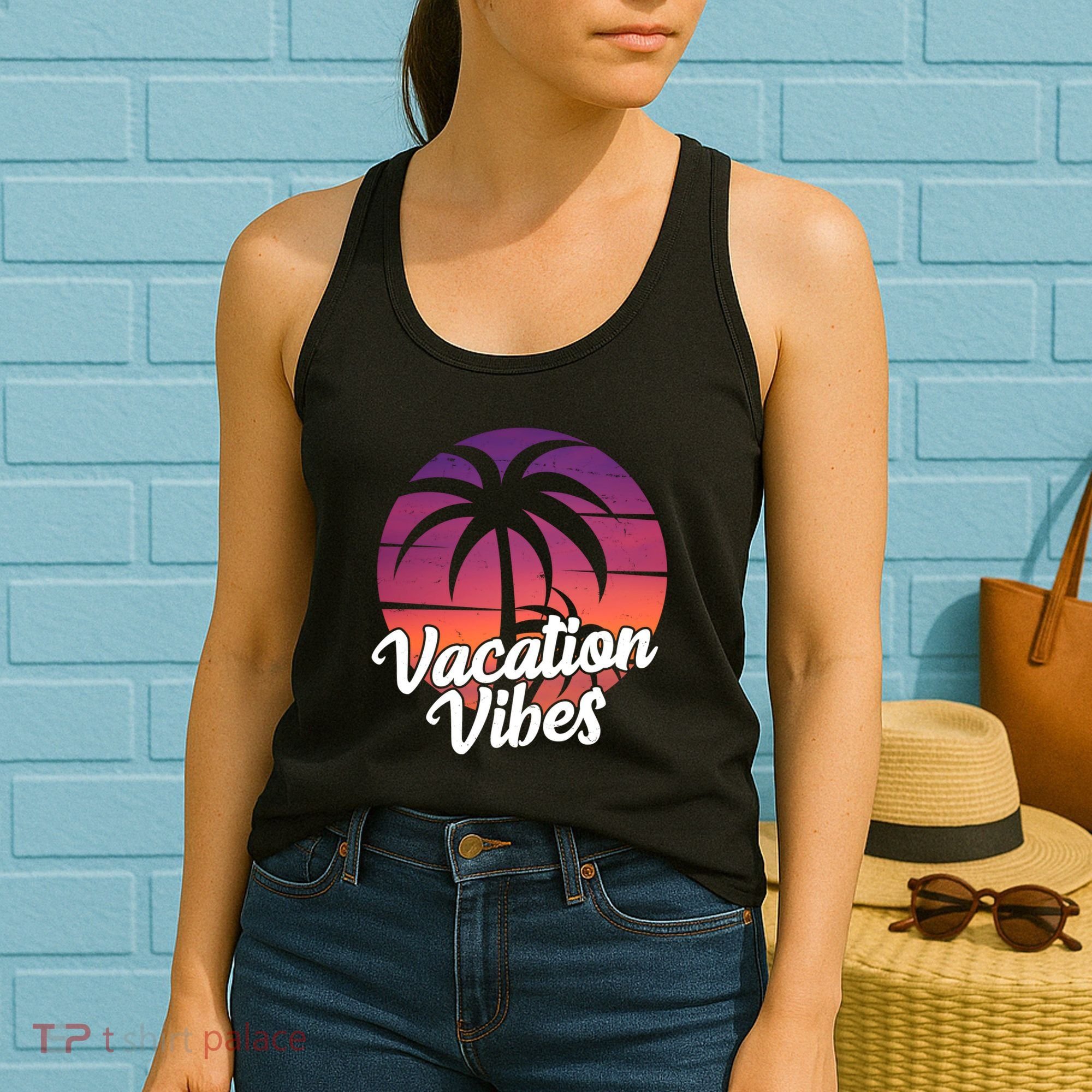 Vacation Vibes Tropical Retro Sunset Women's Tank Top