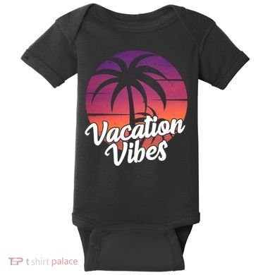 Vacation Vibes Tropical Retro Sunset Baby Bodysuit