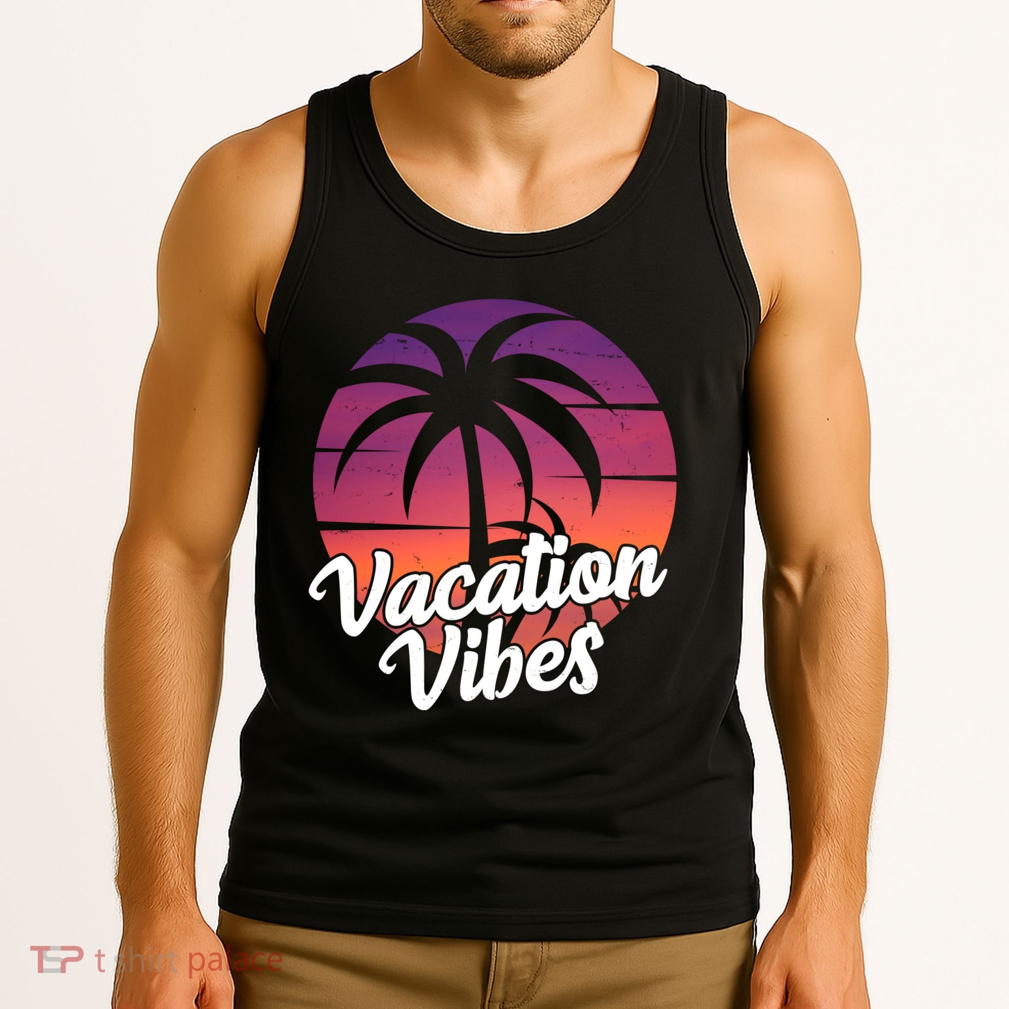 Vacation Vibes Tropical Retro Sunset Tank Top