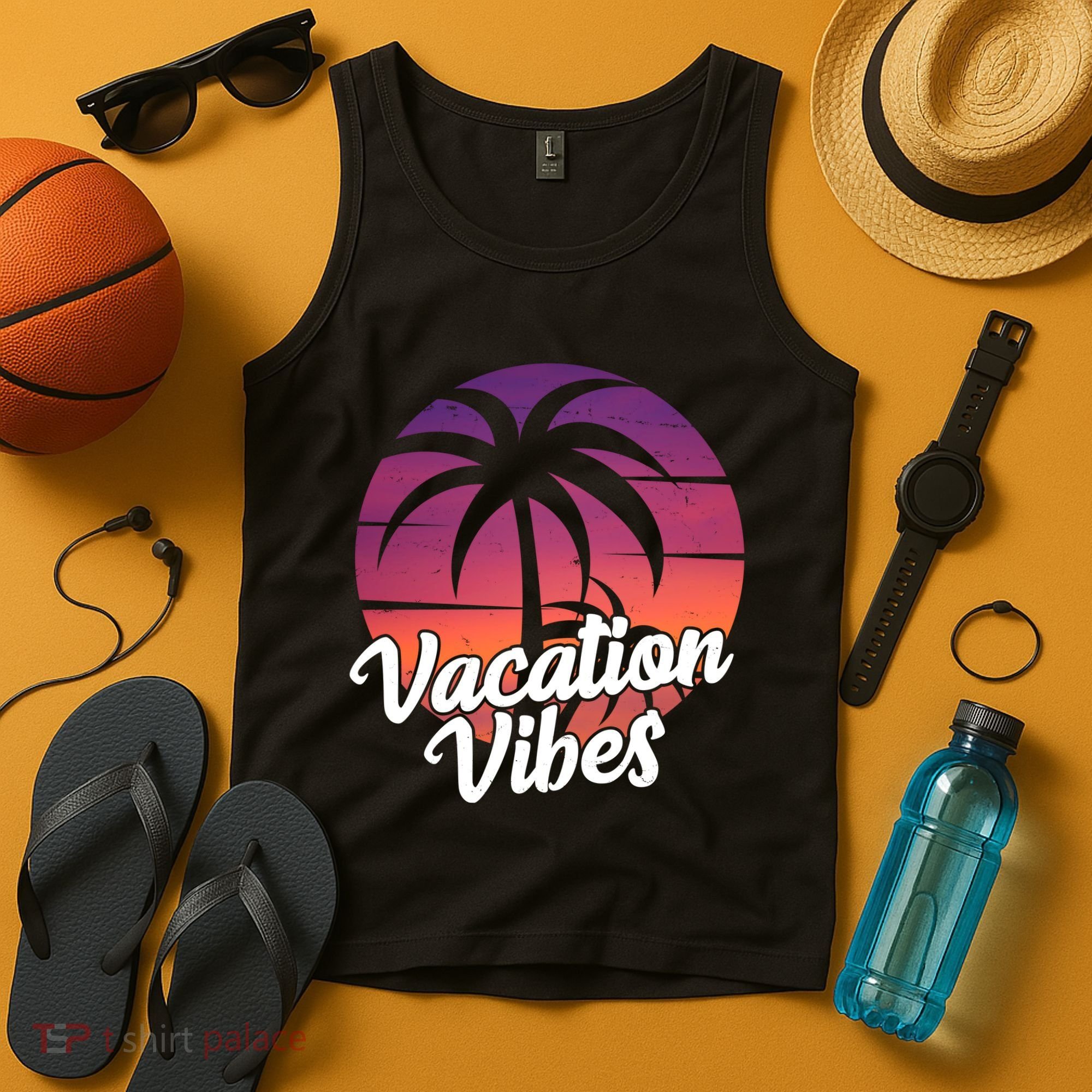 Vacation Vibes Tropical Retro Sunset Tank Top
