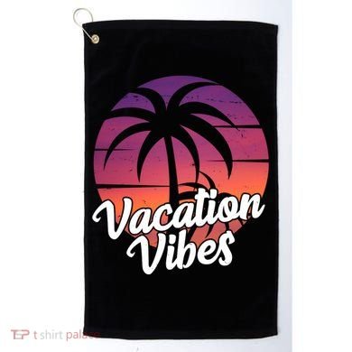 Vacation Vibes Tropical Retro Sunset Golf Towel
