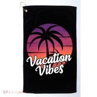 Vacation Vibes Tropical Retro Sunset Golf Towel thumb 0