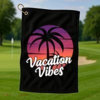 Vacation Vibes Tropical Retro Sunset Golf Towel thumb 1