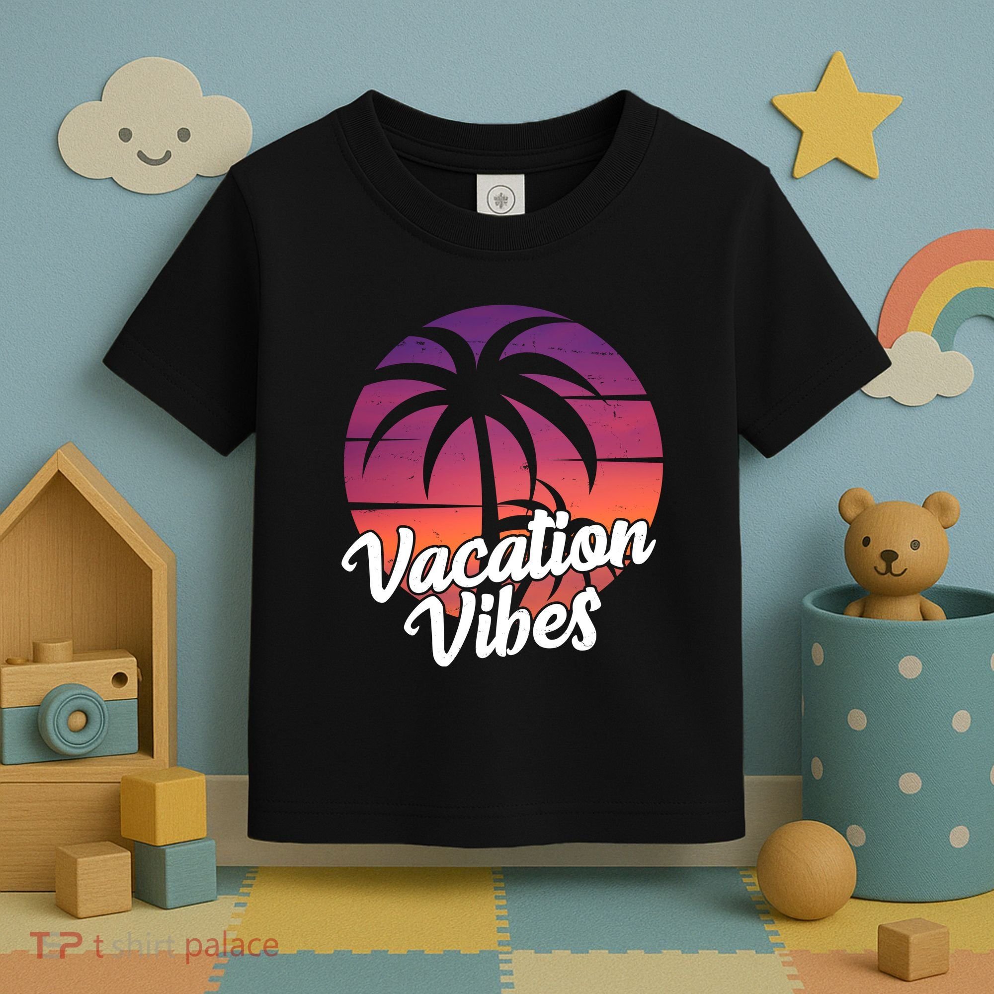 Vacation Vibes Tropical Retro Sunset Toddler T-Shirt