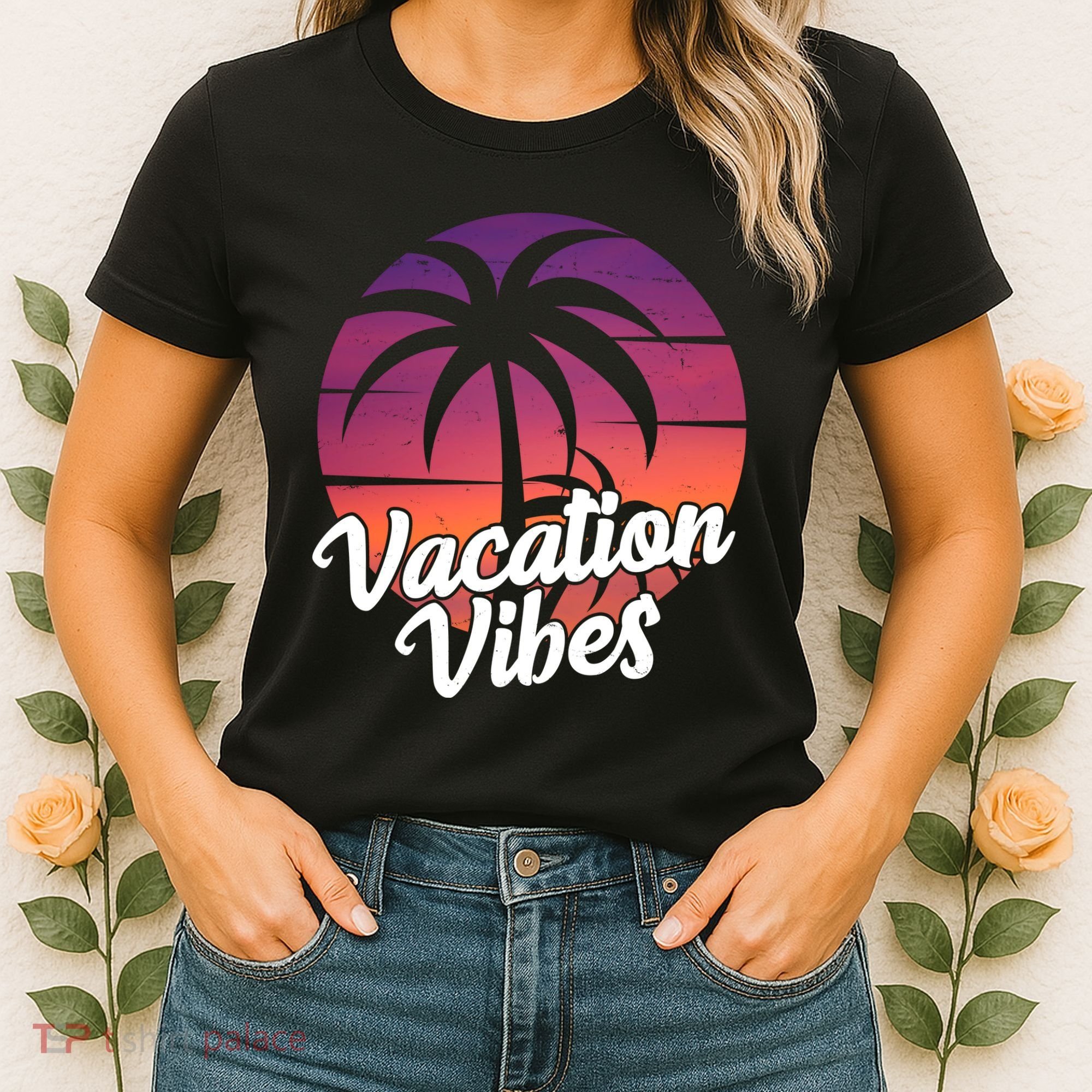 Vacation Vibes Tropical Retro Sunset Women's T-Shirt