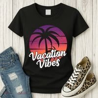 Vacation Vibes Tropical Retro Sunset Women's T-Shirt thumb 3