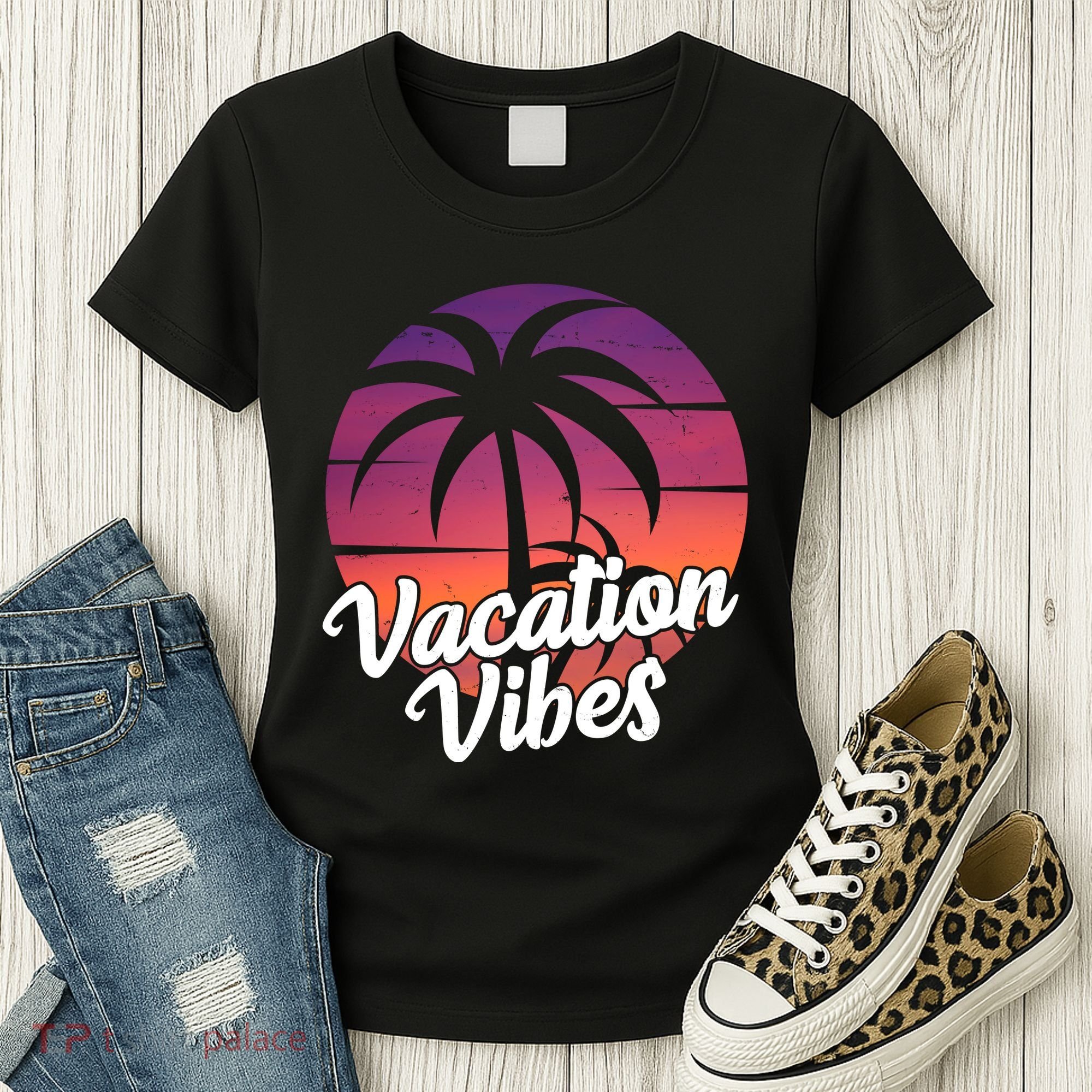 Vacation Vibes Tropical Retro Sunset Women's T-Shirt