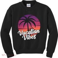 Vacation Vibes Tropical Retro Sunset Kids Sweatshirt thumb 0